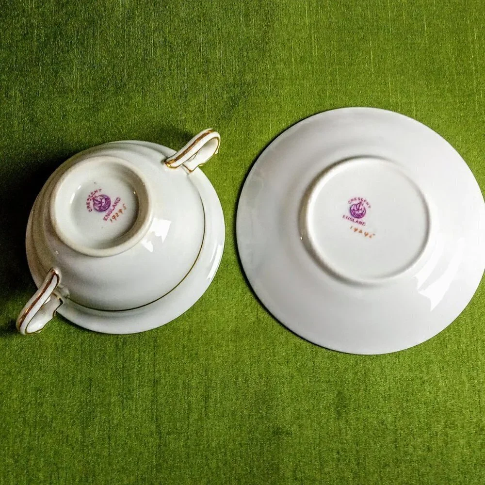 George Jones Fine China Bouillon Bowls & Saucers